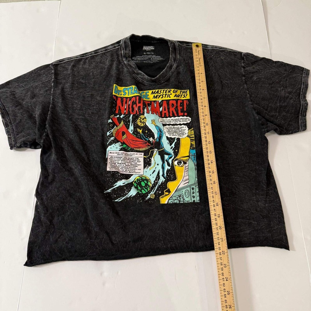 Marvel Dr Strange Comic Graphic Acid Wash Crop Top T-Shirt XL Gray Nightmare - Picture 10 of 13